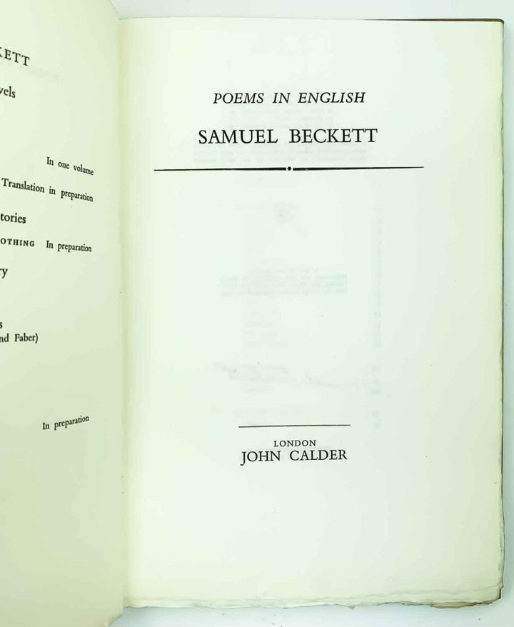 Beckett, Samuel - Poems in English - SIGNED | book detail 6