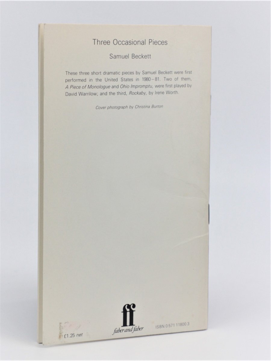 Beckett, Samuel - Three Occasional Pieces | back cover