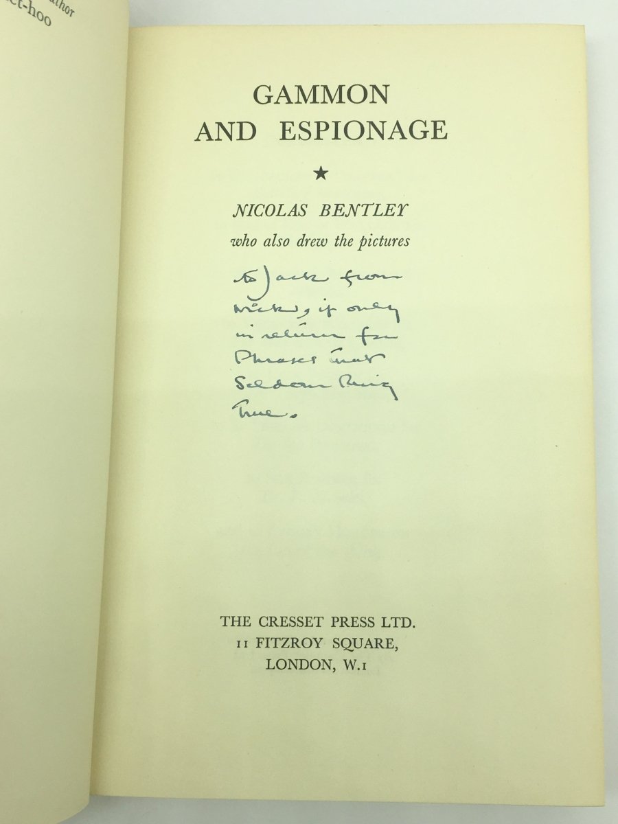 Bentley, Nicholas - Gammon and Espionage - SIGNED | signature page