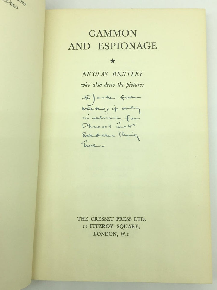 Bentley, Nicholas - Gammon and Espionage - SIGNED | signature page