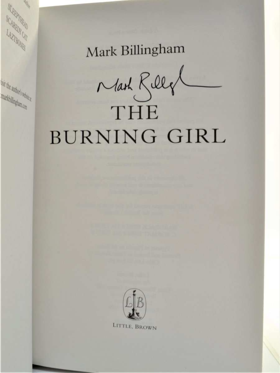 Billingham, Mark - The Burning Girl - Signed | back cover