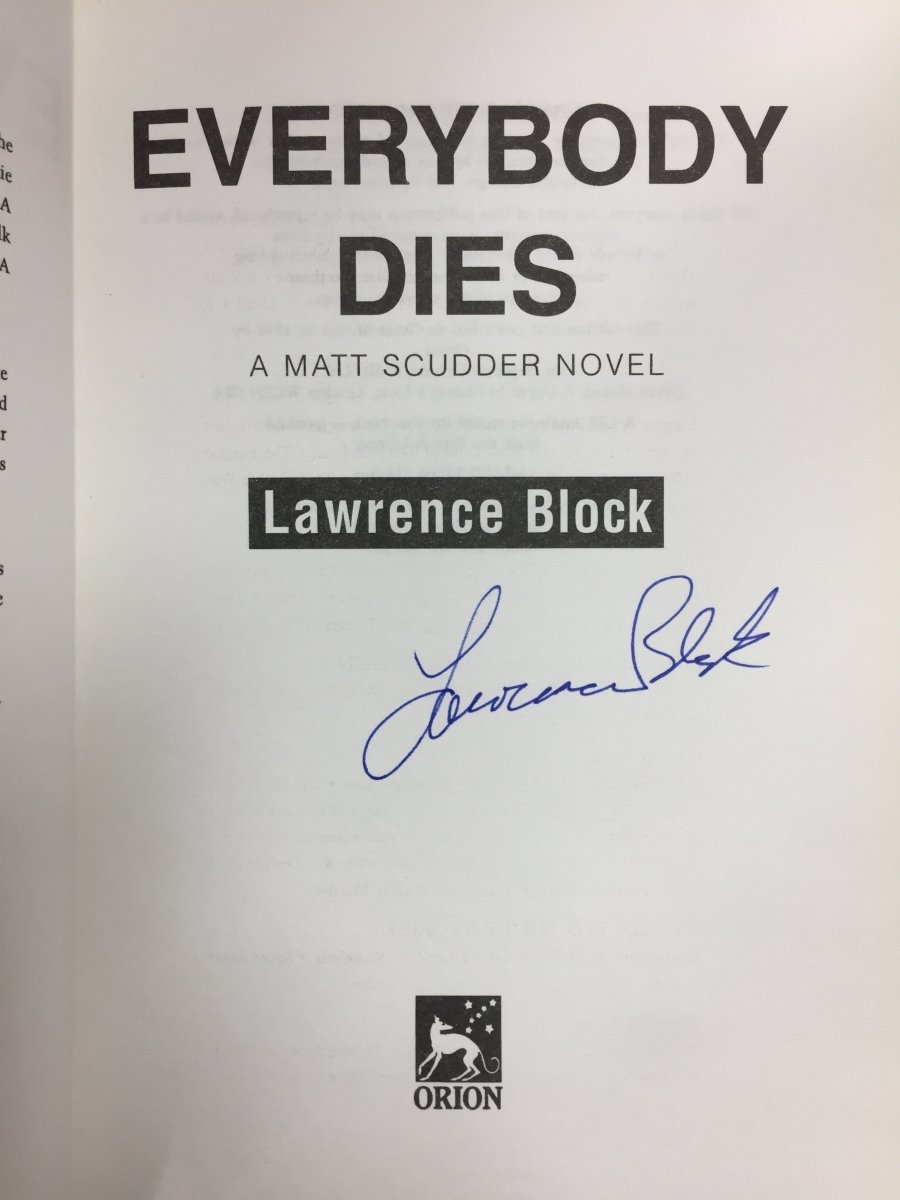 Block, Lawrence - Everybody Dies - SIGNED UK Edition | signature page
