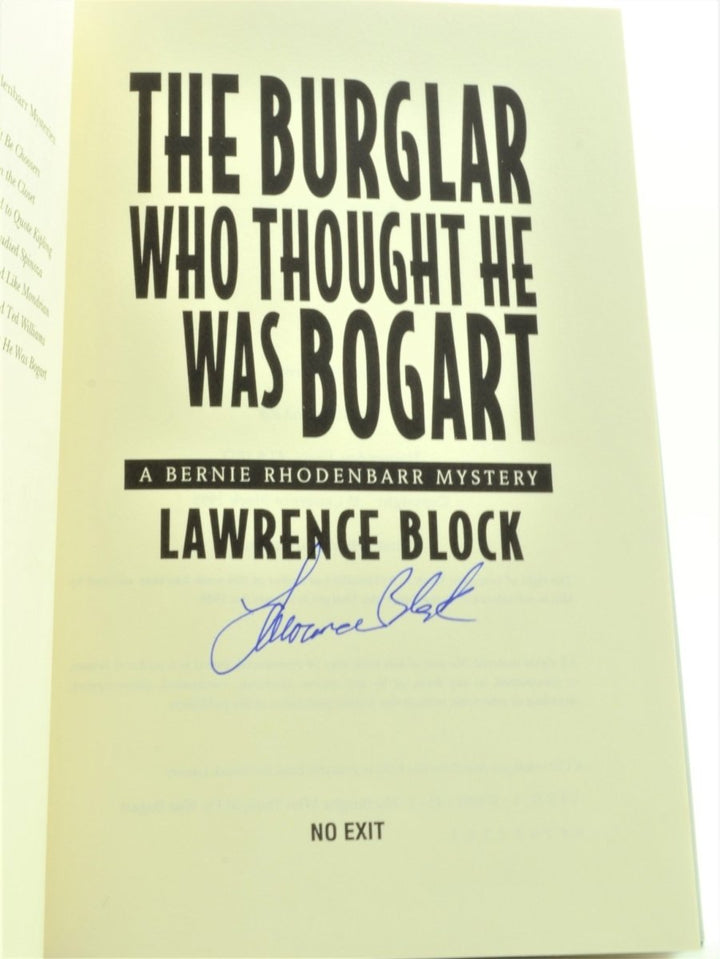 Block, Lawrence - The Burglar Who Thought He Was Bogart - SIGNED | signature page