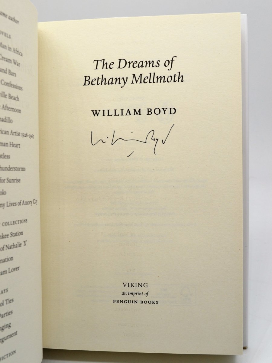 Boyd, William - The Dreams of Bethany Mellmoth - SIGNED | signature page