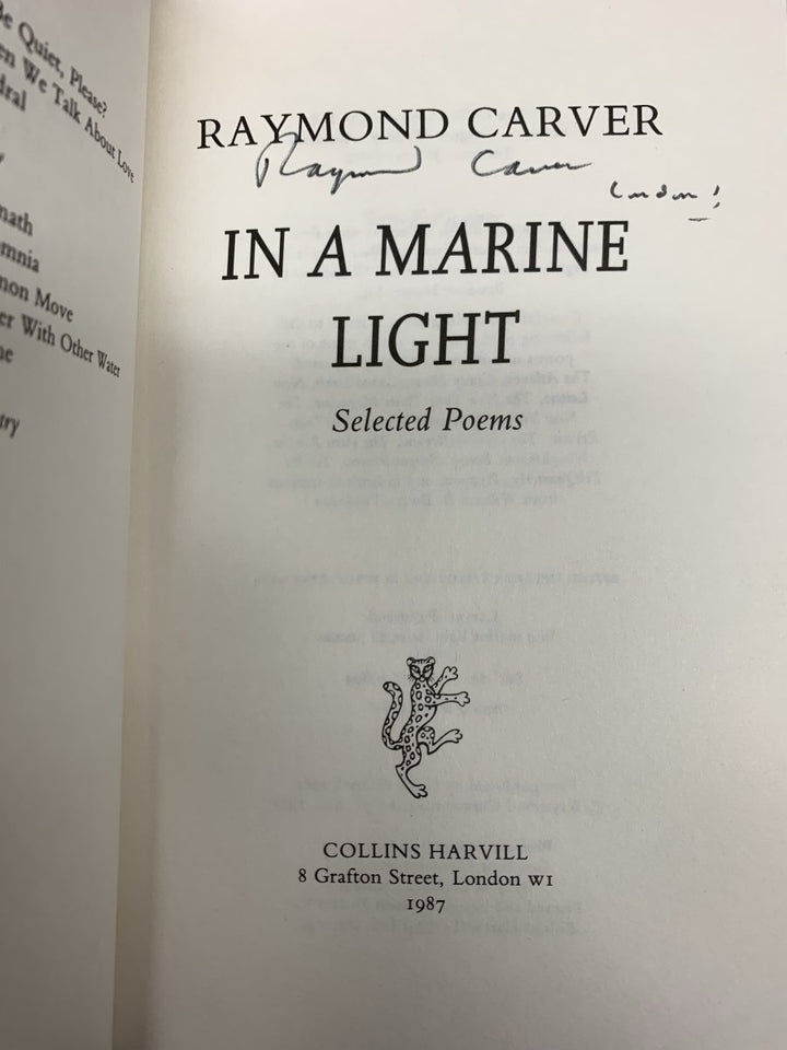 Carver, Raymond - In a Marine Light - SIGNED | image3