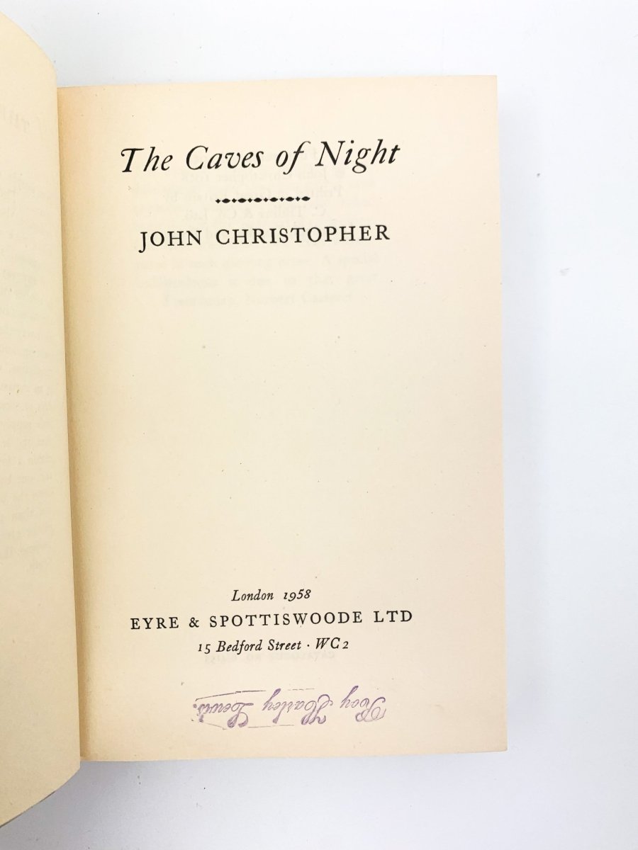 Christopher, John - The Caves of Night | signature page