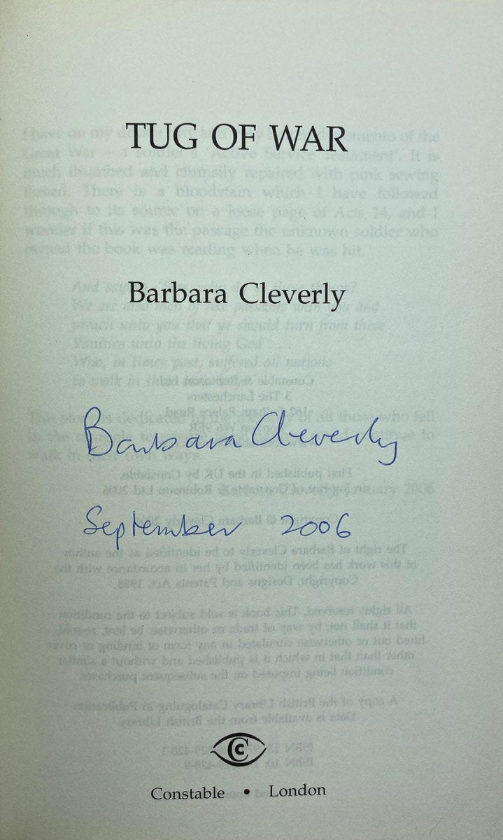 Cleverly Barbara - Tug of War - SIGNED | signature page