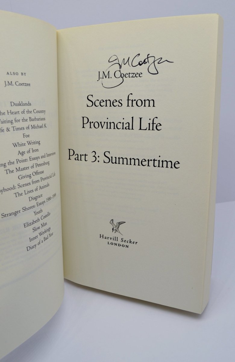 Coetzee, J M - Summertime - SIGNED | signature page