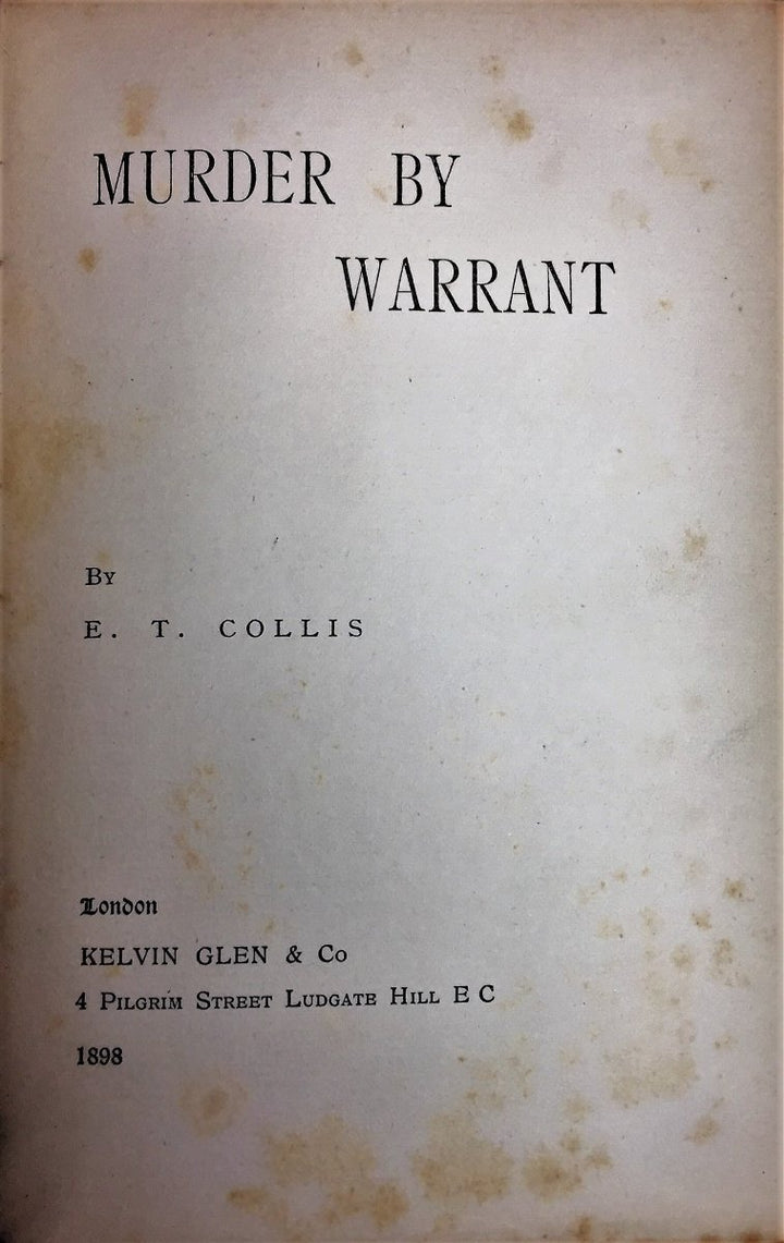Collis, E T - Murder by Warrant | back cover