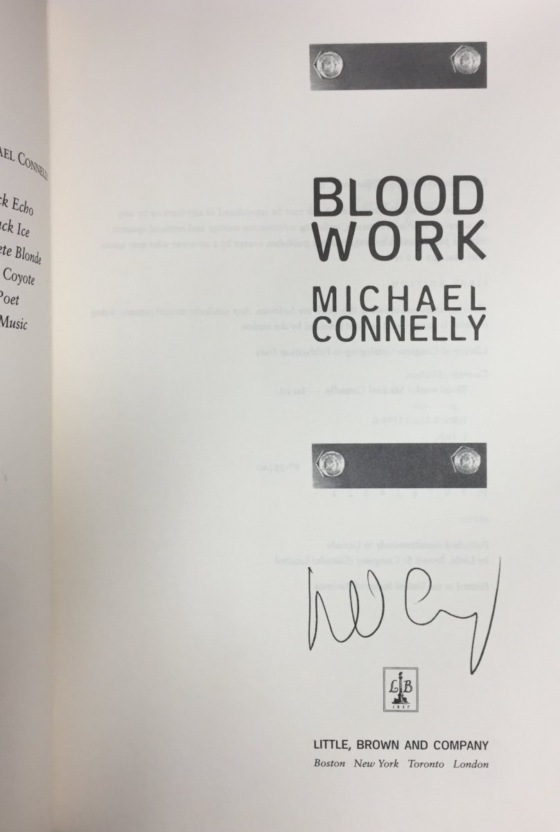 Connelly, Michael - Blood Work - SIGNED | signature page
