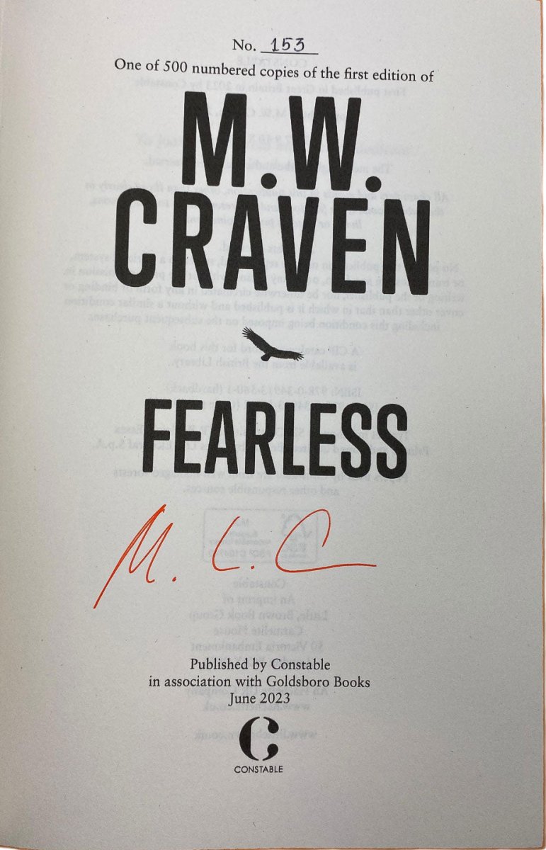 Craven, M W - Fearless - SIGNED limited edition - SIGNED | signature page