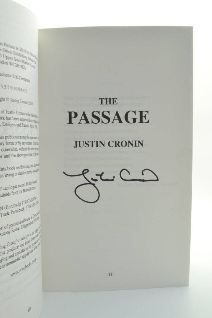 Cronin, Justin - The Passage SIGNED Proof | back cover