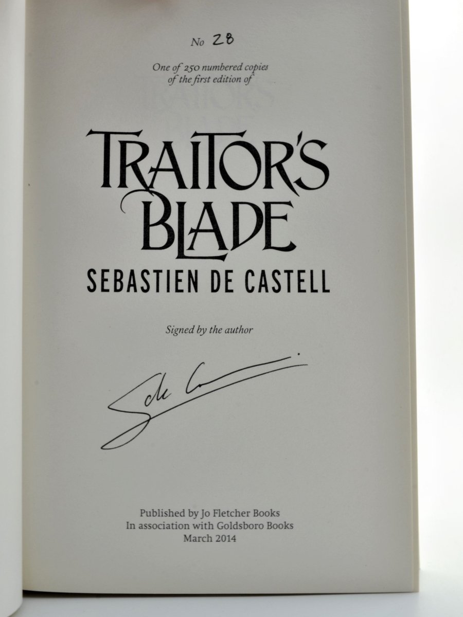 de Castell, Sebastien - Traitor's Blade - SIGNED | signature page