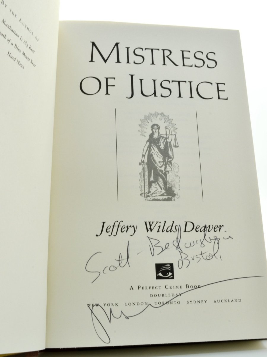 Deaver, Jeffery Wilds - Mistress of Justice - SIGNED | signature page