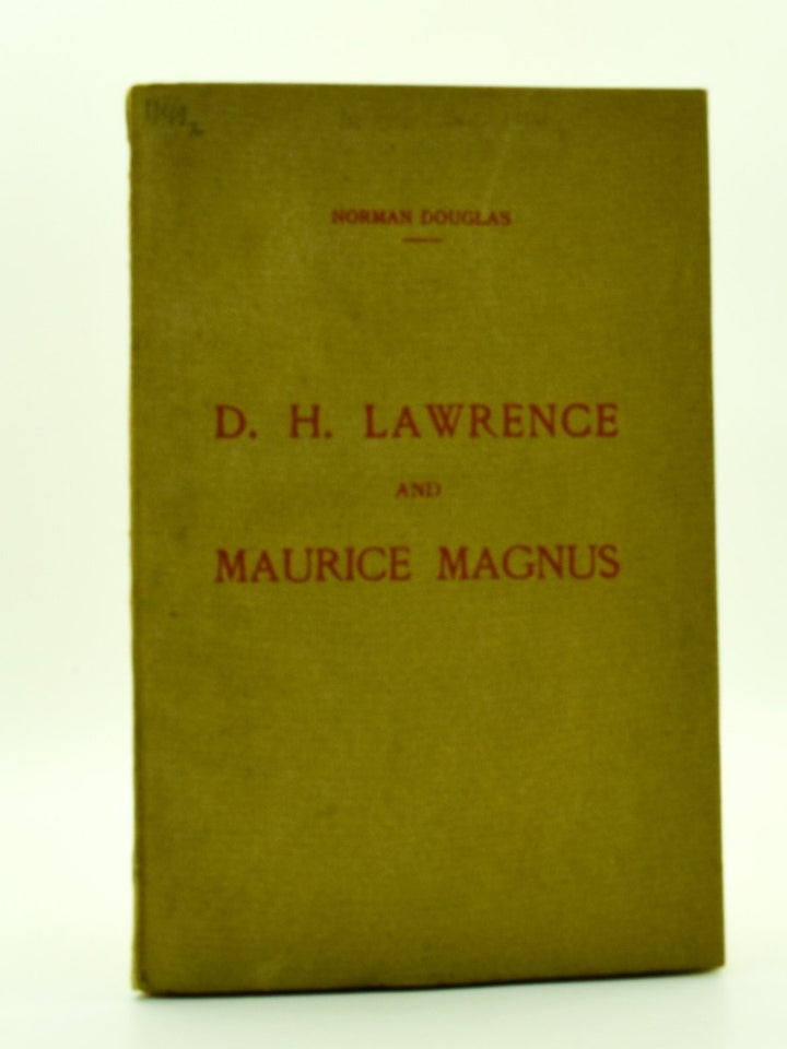 Douglas, Norman - D.H. Lawrence and Maurice Magnus - A Plea for Better Manners 1925 | front cover