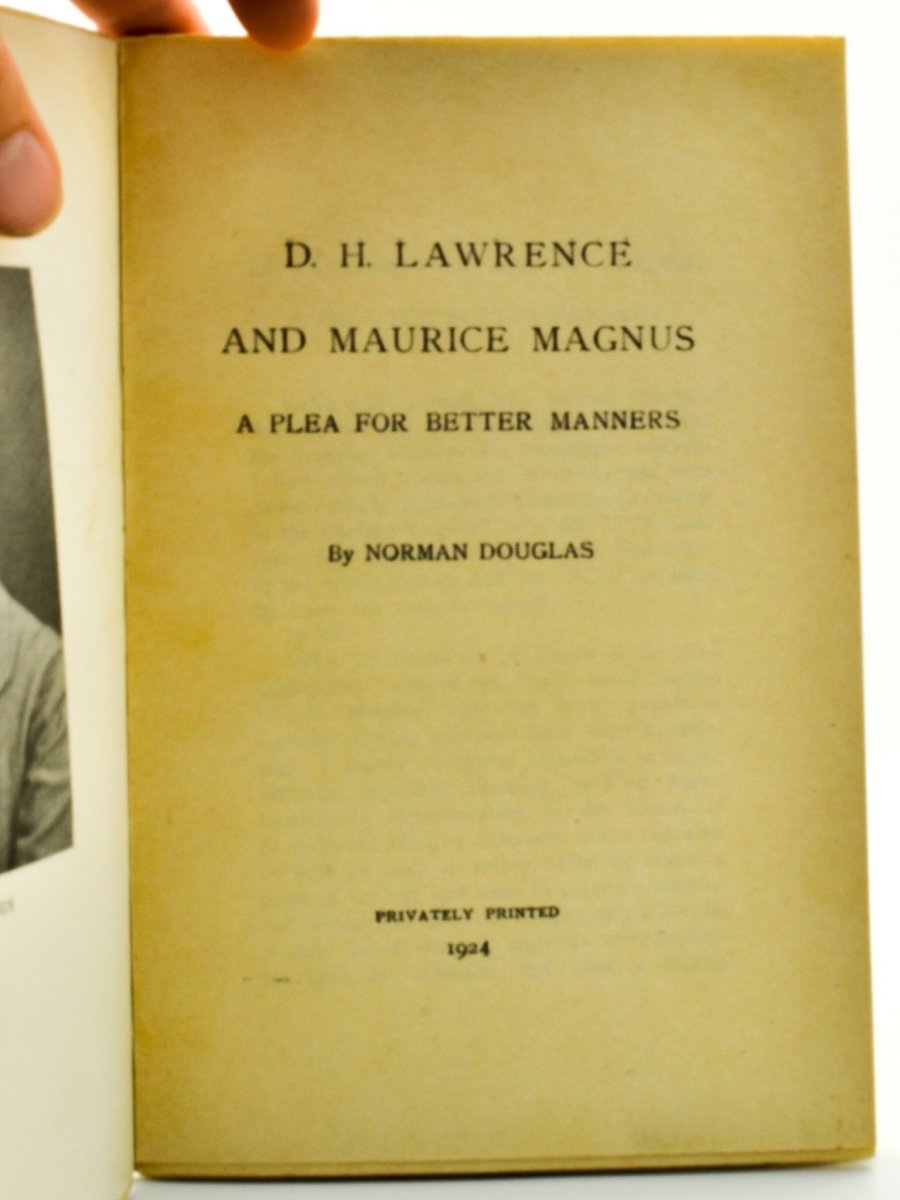 Douglas, Norman - D.H. Lawrence and Maurice Magnus - A Plea for Better Manners 1925 | back cover