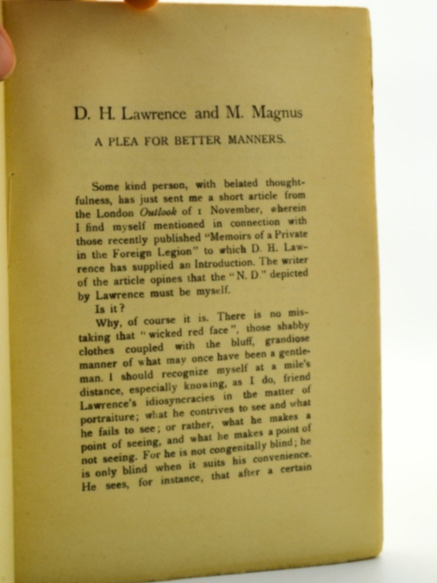 Douglas, Norman - D.H. Lawrence and Maurice Magnus. A Plea for Better Manners. | sample illustration