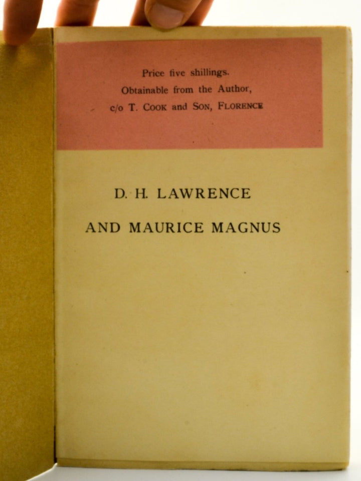 Douglas, Norman - D.H. Lawrence and Maurice Magnus. A Plea for Better Manners. | back cover