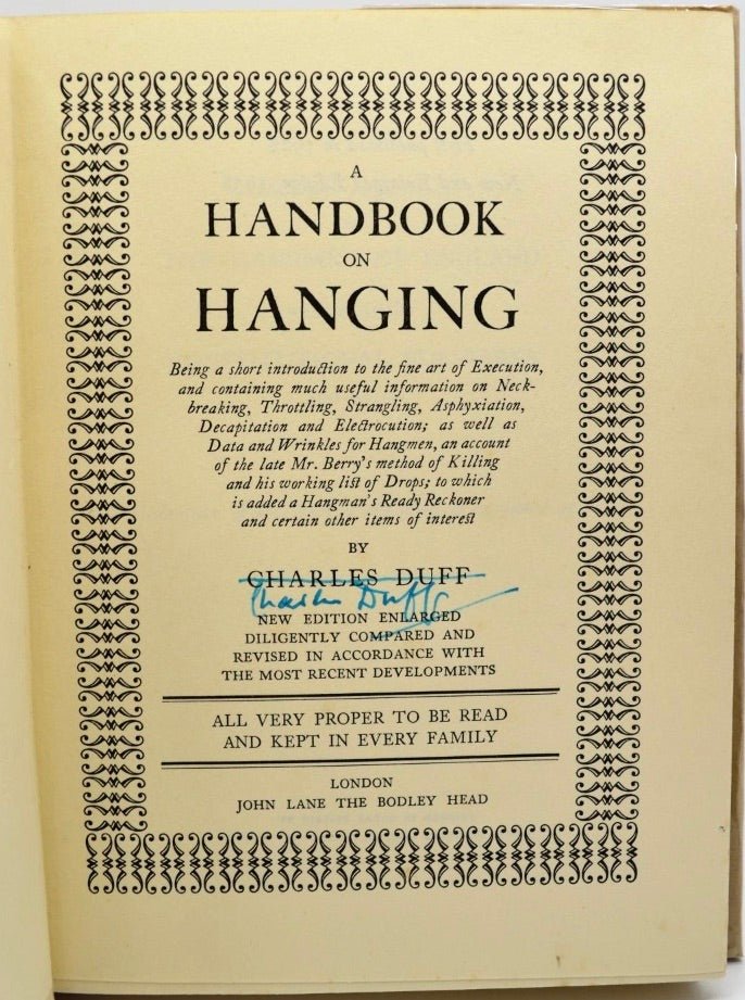 Duff, Charles - A Handbook of Hanging - SIGNED | image3