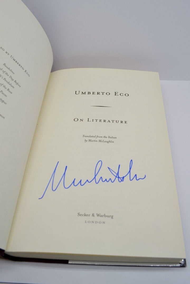 Eco, Umberto - On Literature - SIGNED | signature page