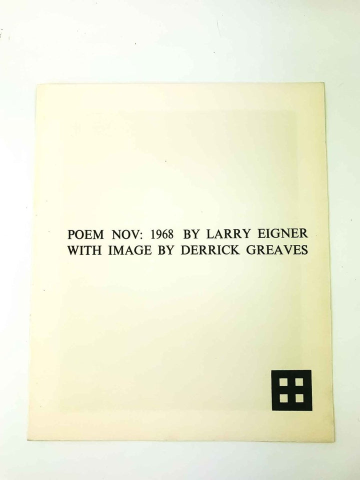 Eigner, Larry - Poem Nov: 1968 | front cover