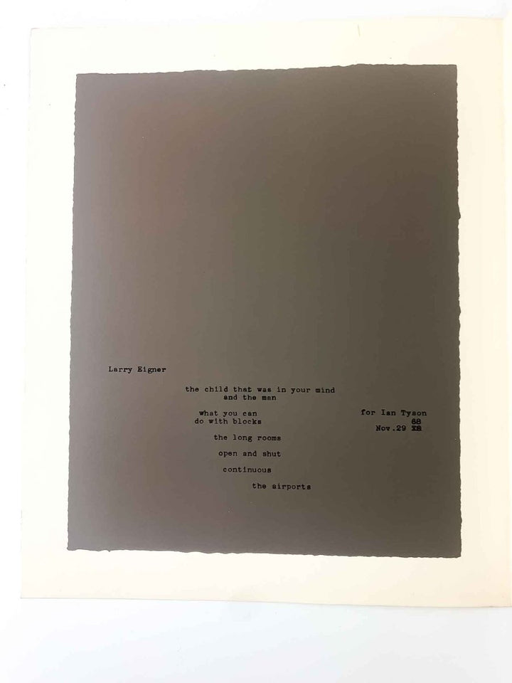 Eigner, Larry - Poem Nov: 1968 | signature page