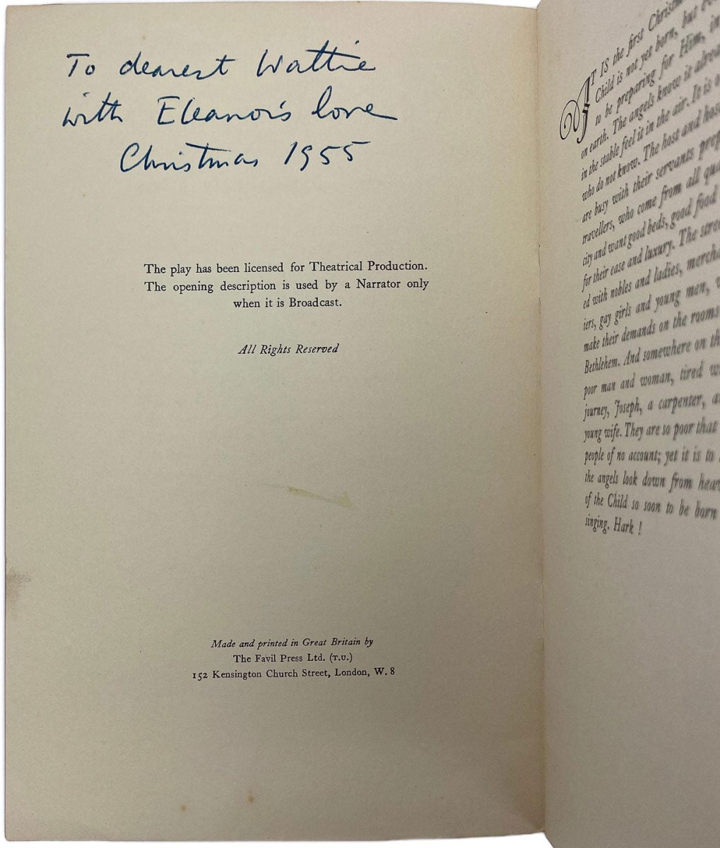 Farjeon, Eleanor - A Room at the Inn : A Masque For Christmas - SIGNED | signature page
