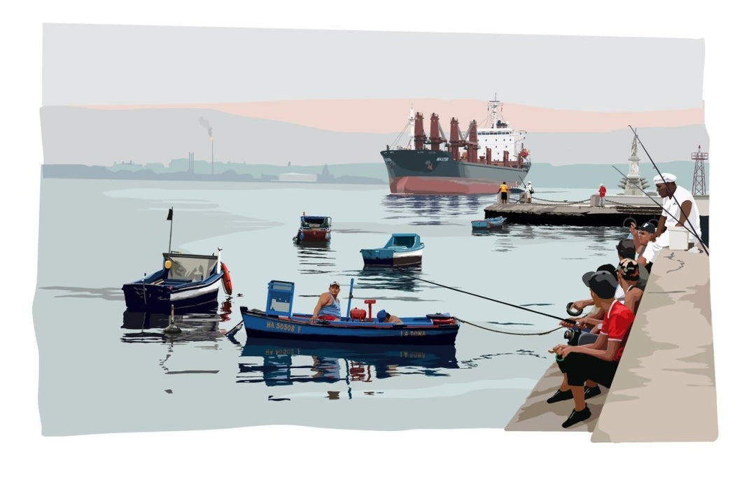 Fishing in the Harbour, Havana | image1 | Signed Limited Edtion Print