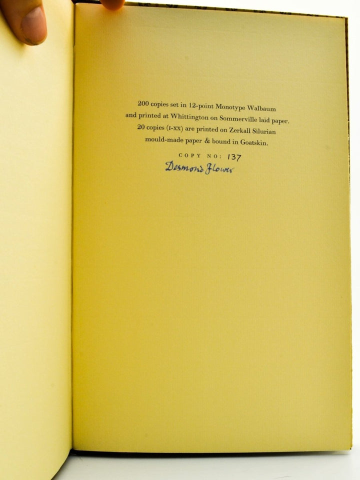 Flower, Desmond (edits ) - New Letters from Ernest Dowson - SIGNED | signature page