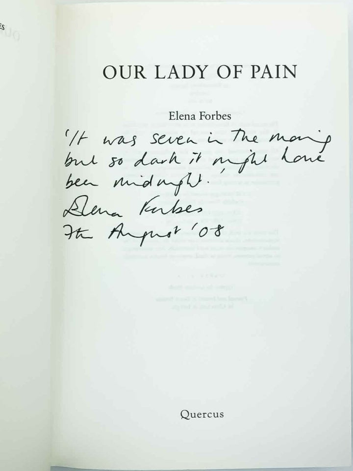 Forbes, Elena - Our Lady of Pain - SIGNED | signature page