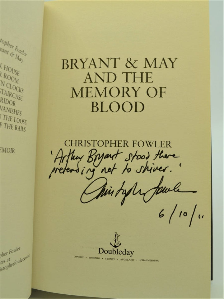 Fowler, Christopher - Bryant and May and the Memory of Blood (SIGNED) | back cover