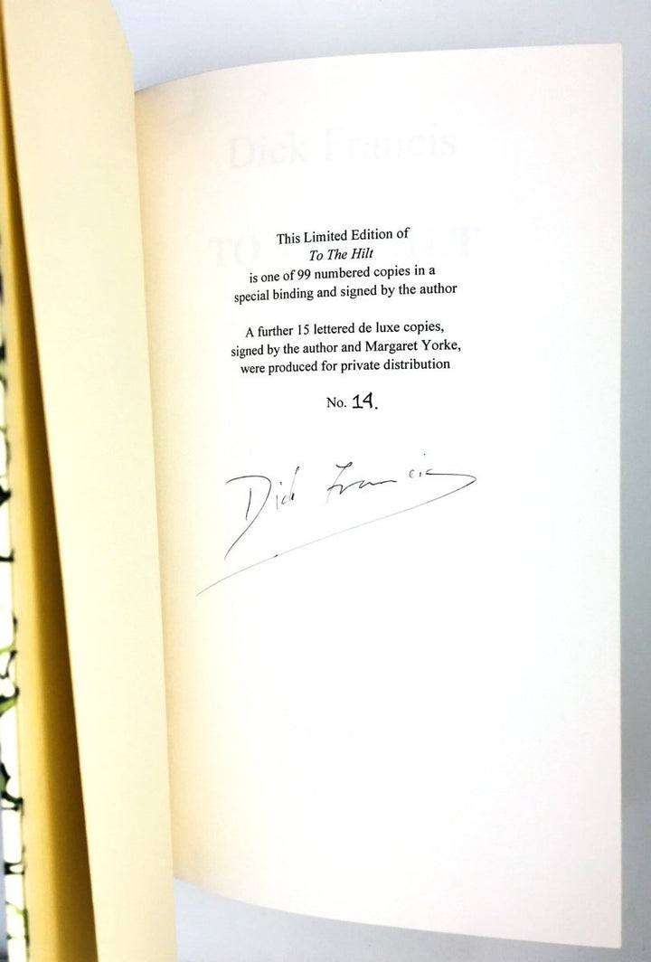 Francis, Dick - To the Hilt - SIGNED | back cover