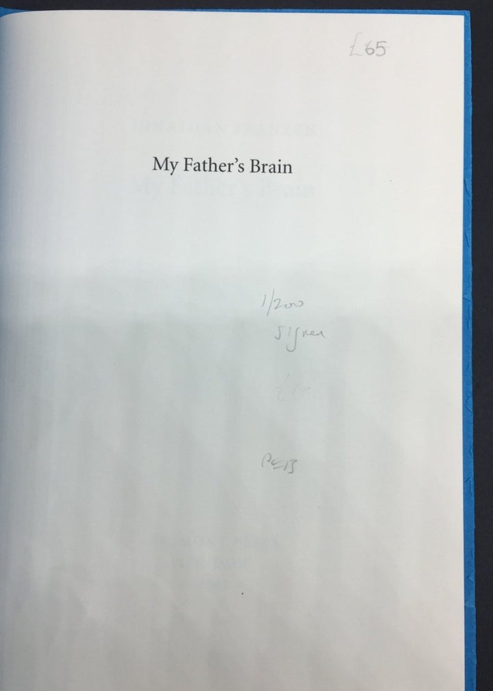Franzen, Jonathan - My Father's Brain - SIGNED | back cover