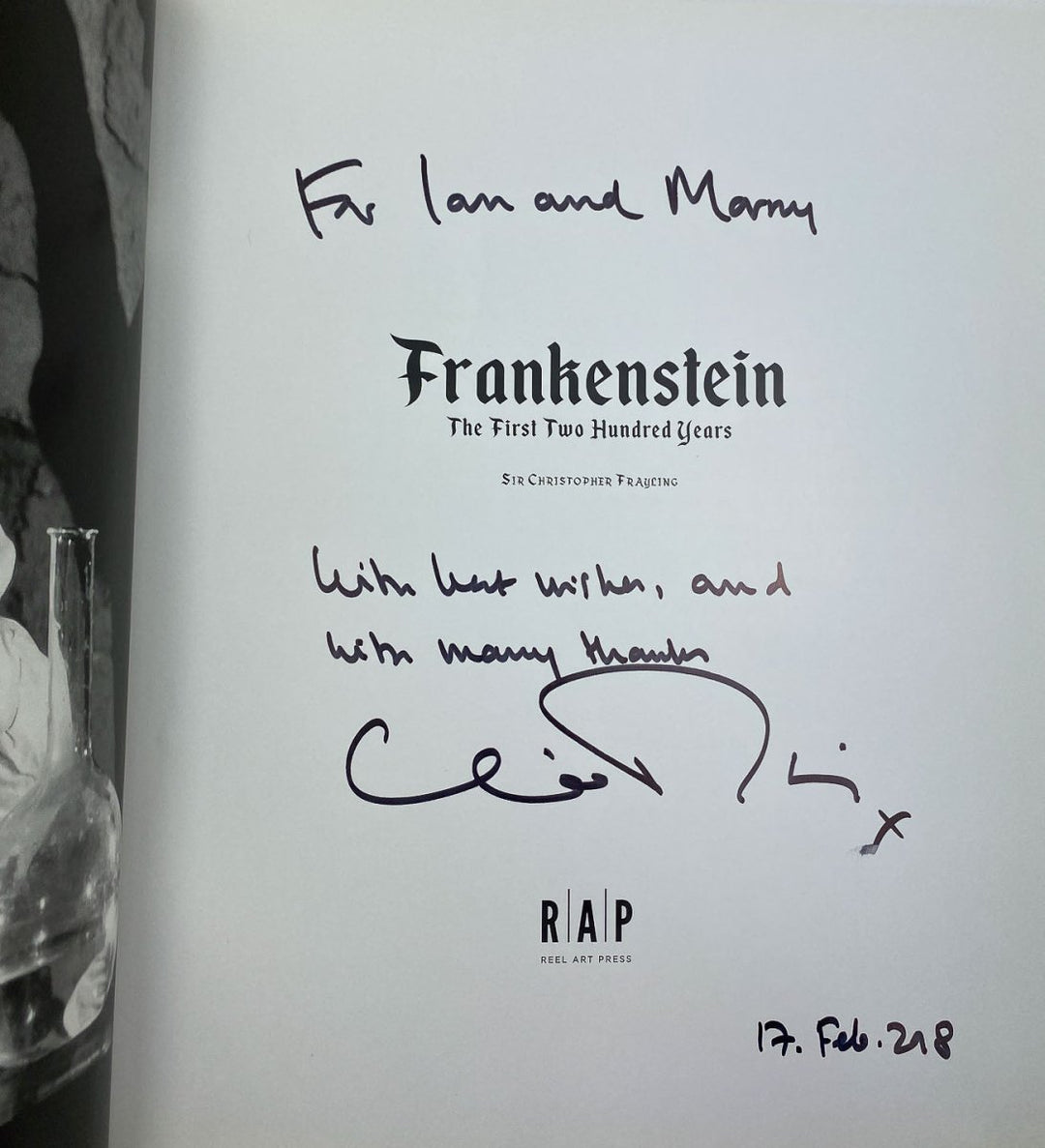 Frayling Christopher - Frankenstein: The First Two Hundred Years - SIGNED | signature page