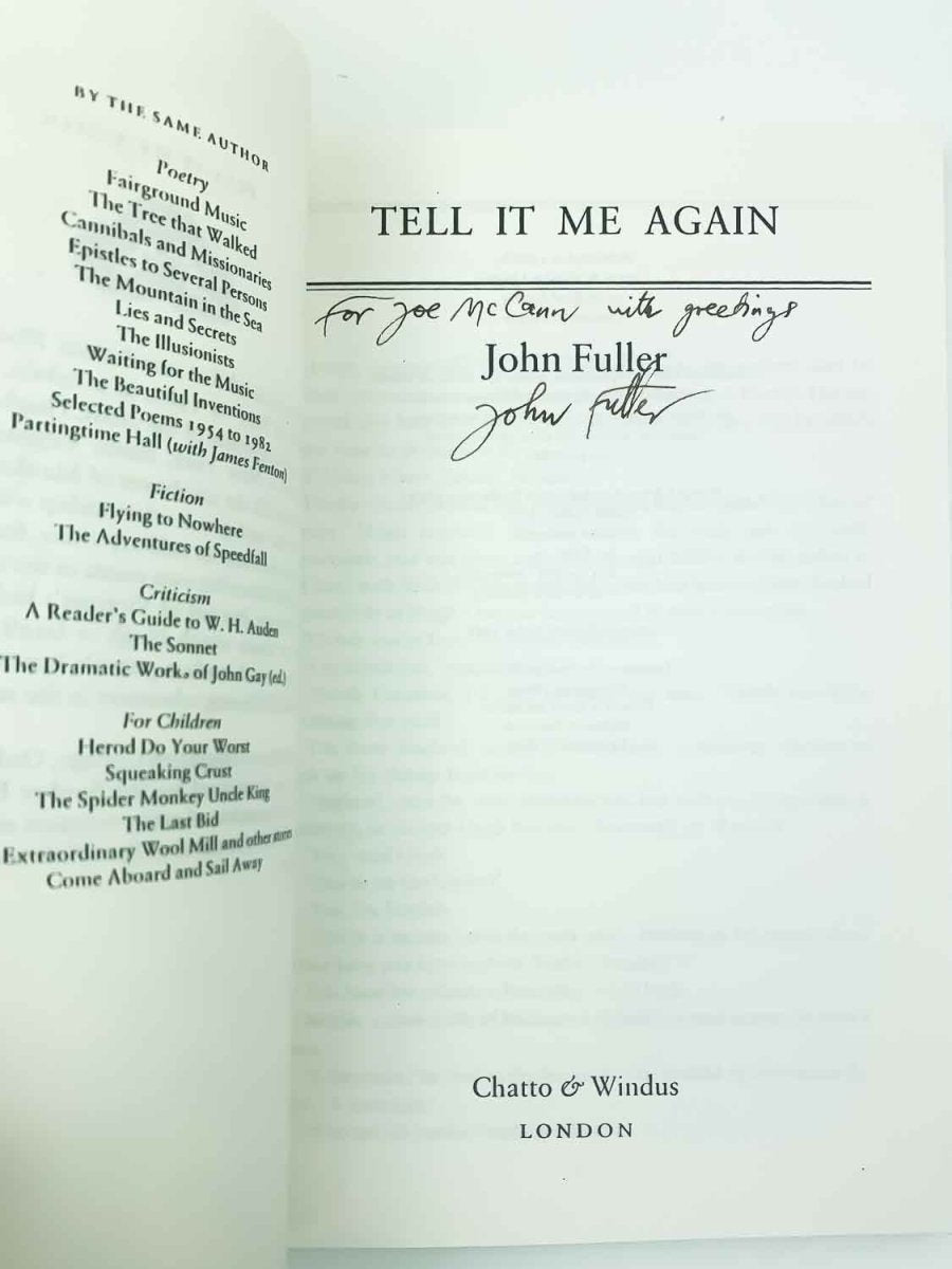 Fuller, John - Tell It Me Again - SIGNED | signature page