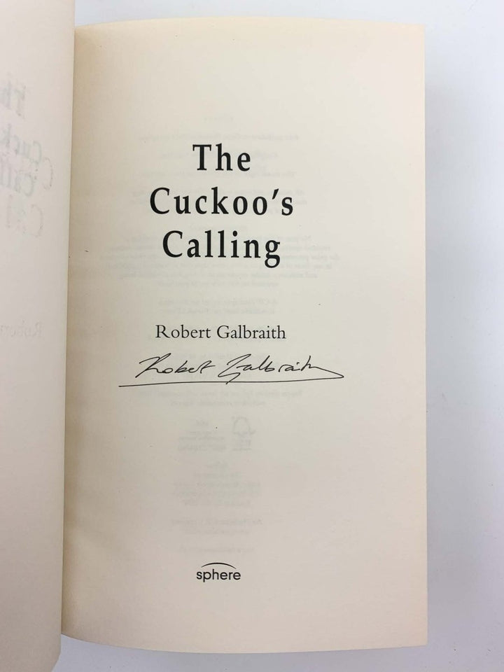 Galbraith, Robert - The Cuckoo's Calling - SIGNED | signature page