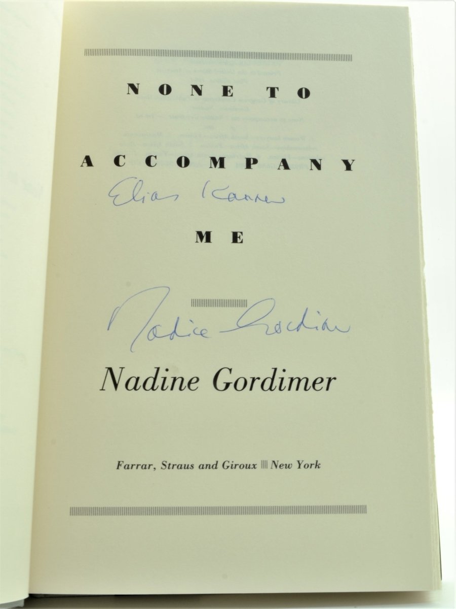 Gordimer, Nadine - None to Accompany Me - SIGNED | signature page