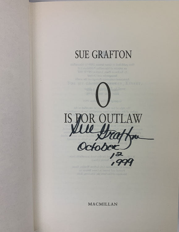 Grafton, Sue - O is for Outlaw - SIGNED | signature page