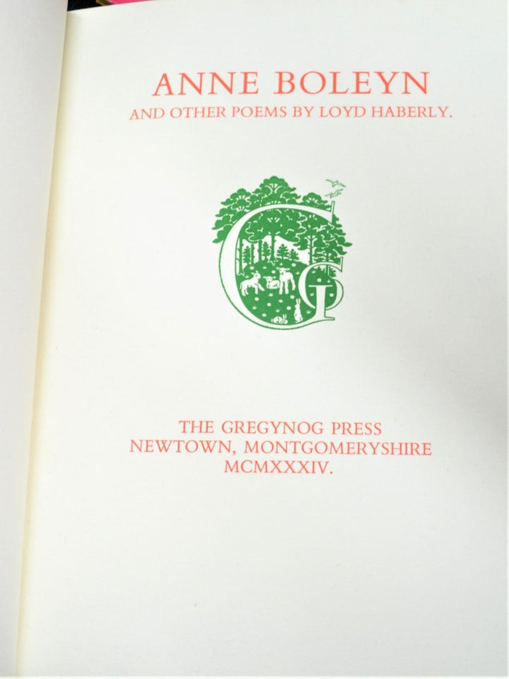 Haberly, Loyd - Anne Boleyn and Other Poems | back cover