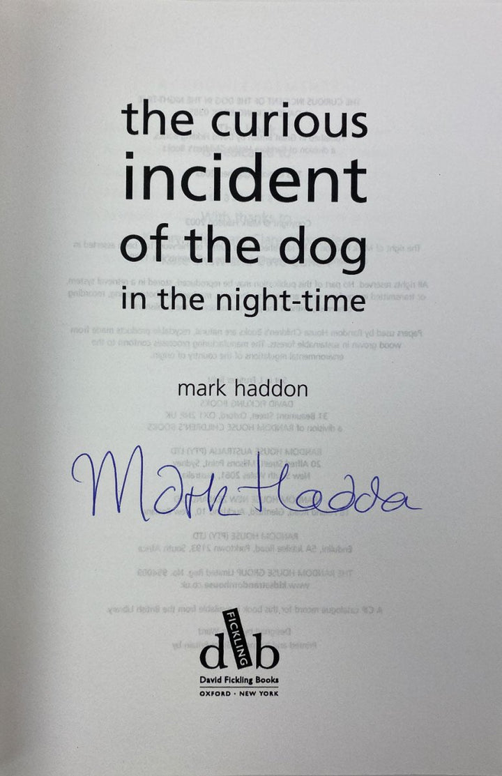 Haddon, Mark - The Curious Incident of the Dog in The Night-Time - SIGNED Proof Copy - SIGNED | image3