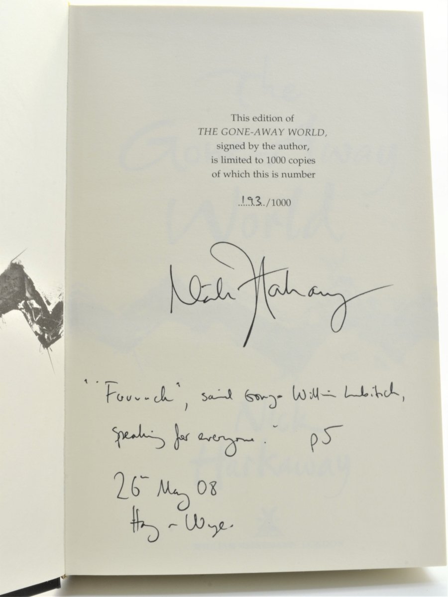 Harkaway, Nick - The Gone-Away World - SIGNED | signature page