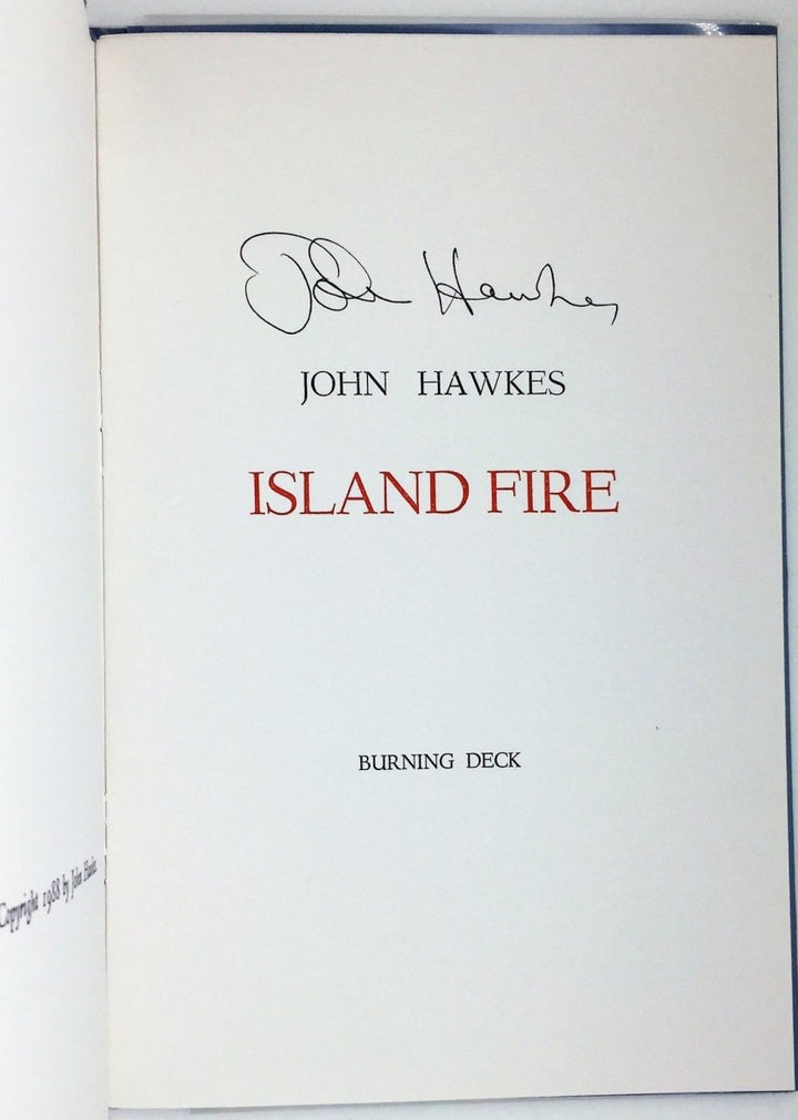 Hawkes, John - Island Fire - SIGNED | back cover