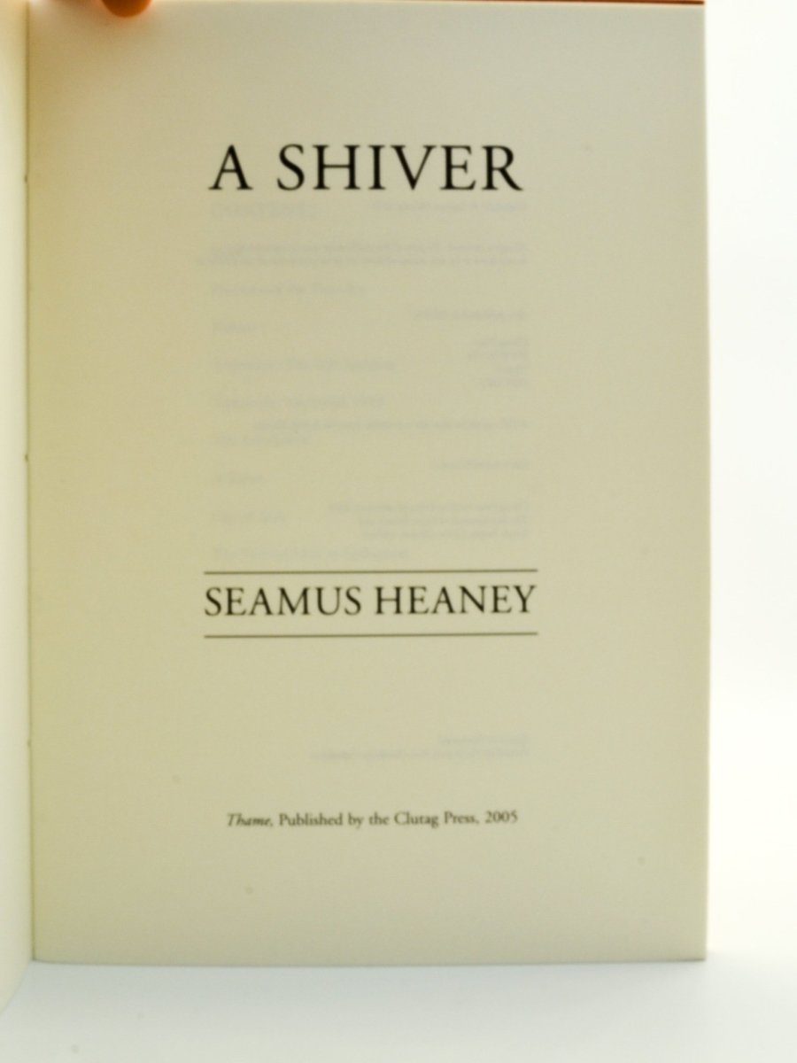 Heaney, Seamus - A Shiver | back cover