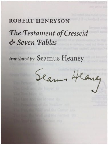 Heaney, Seamus - The Testament of Cresseid & Seven Fables - SIGNED | back cover