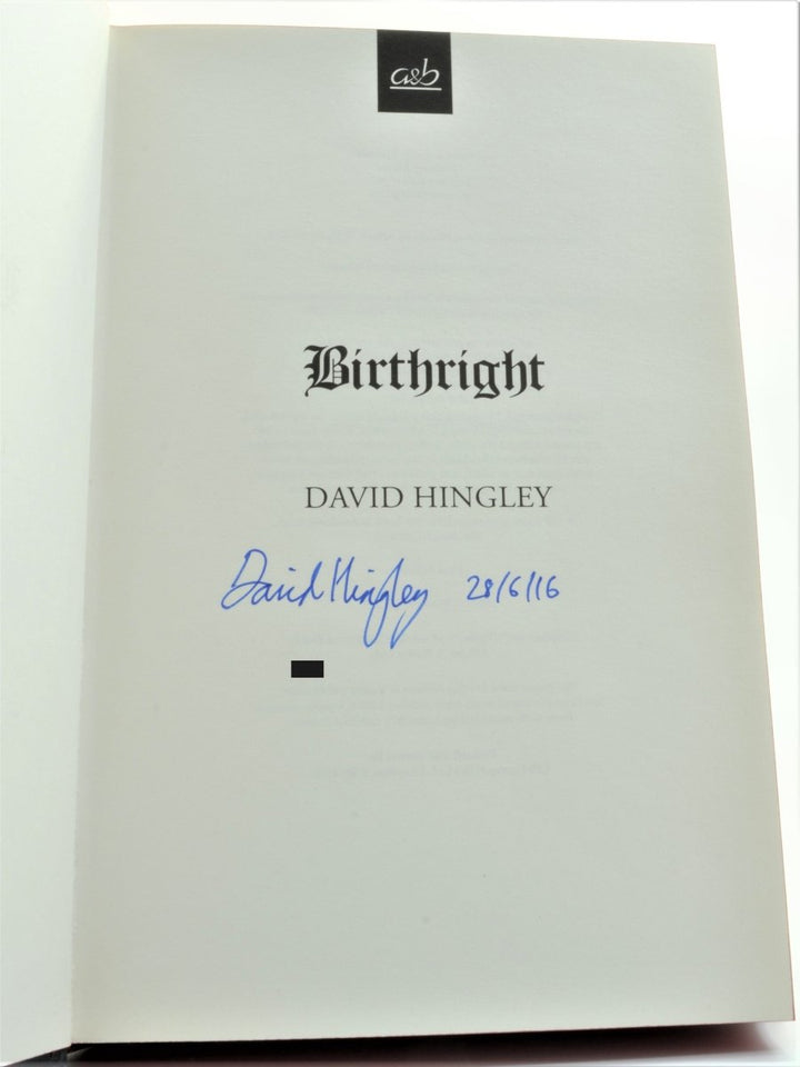 Hingley, David - Birthright - SIGNED | signature page