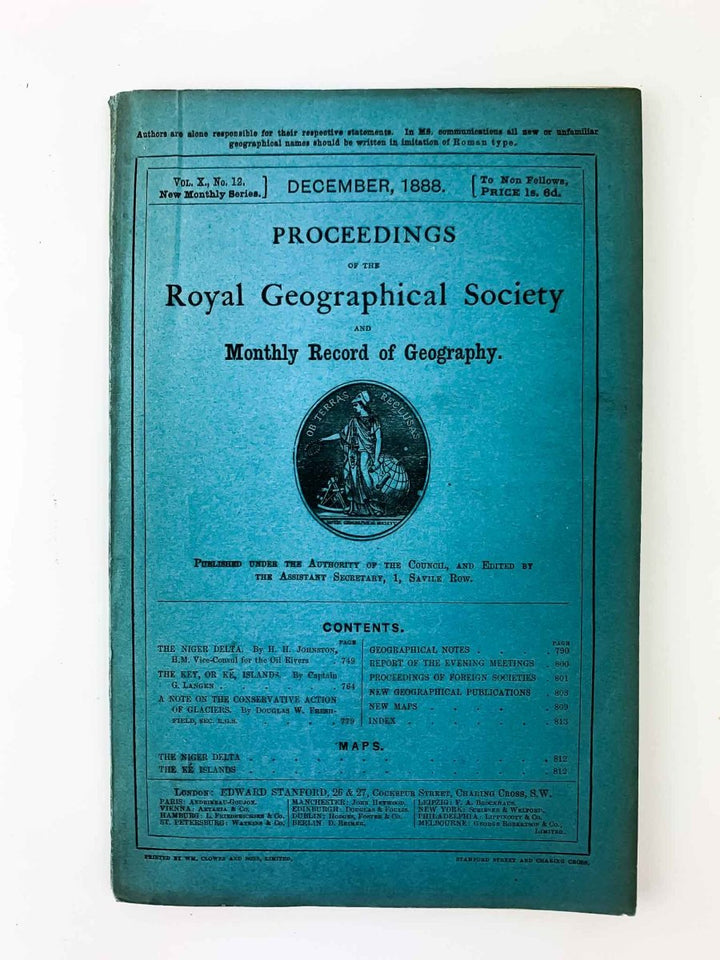 Johnston, H H - Proceedings of the Royal Geographical Society No. X, December 1888 : The Niger Delta Exploration ; The Key Islands, etc | front cover