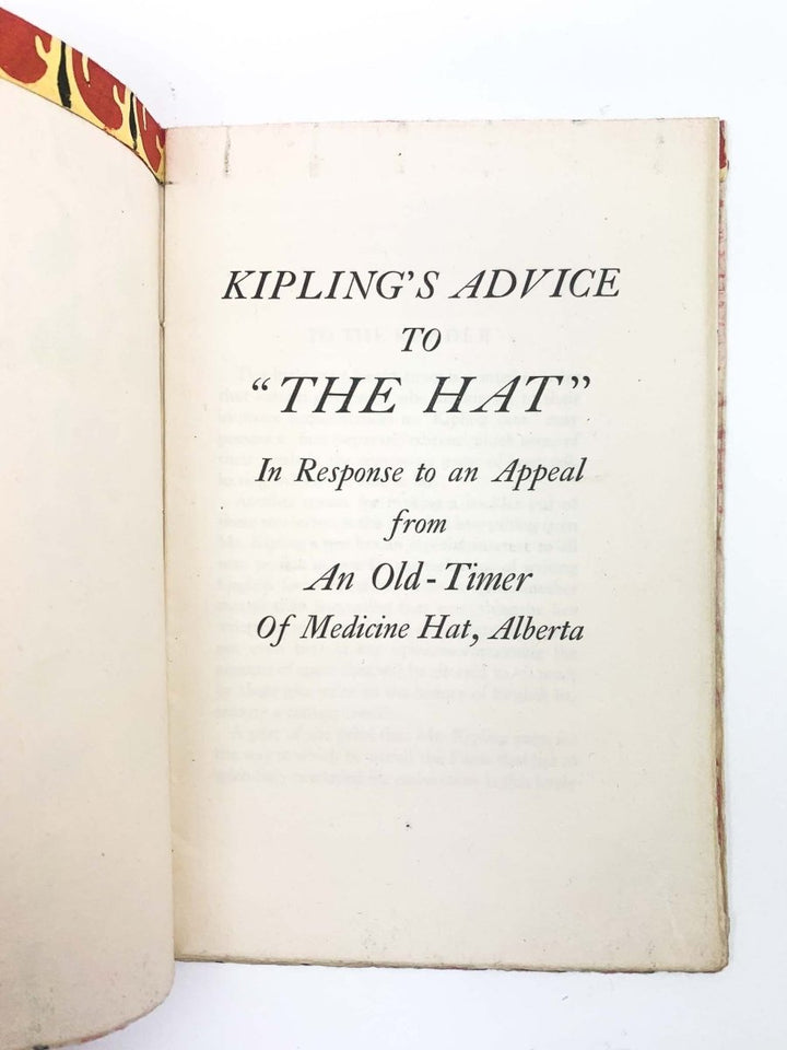 Kipling, Rudyard - Kipling's Advice to the Hat | back cover