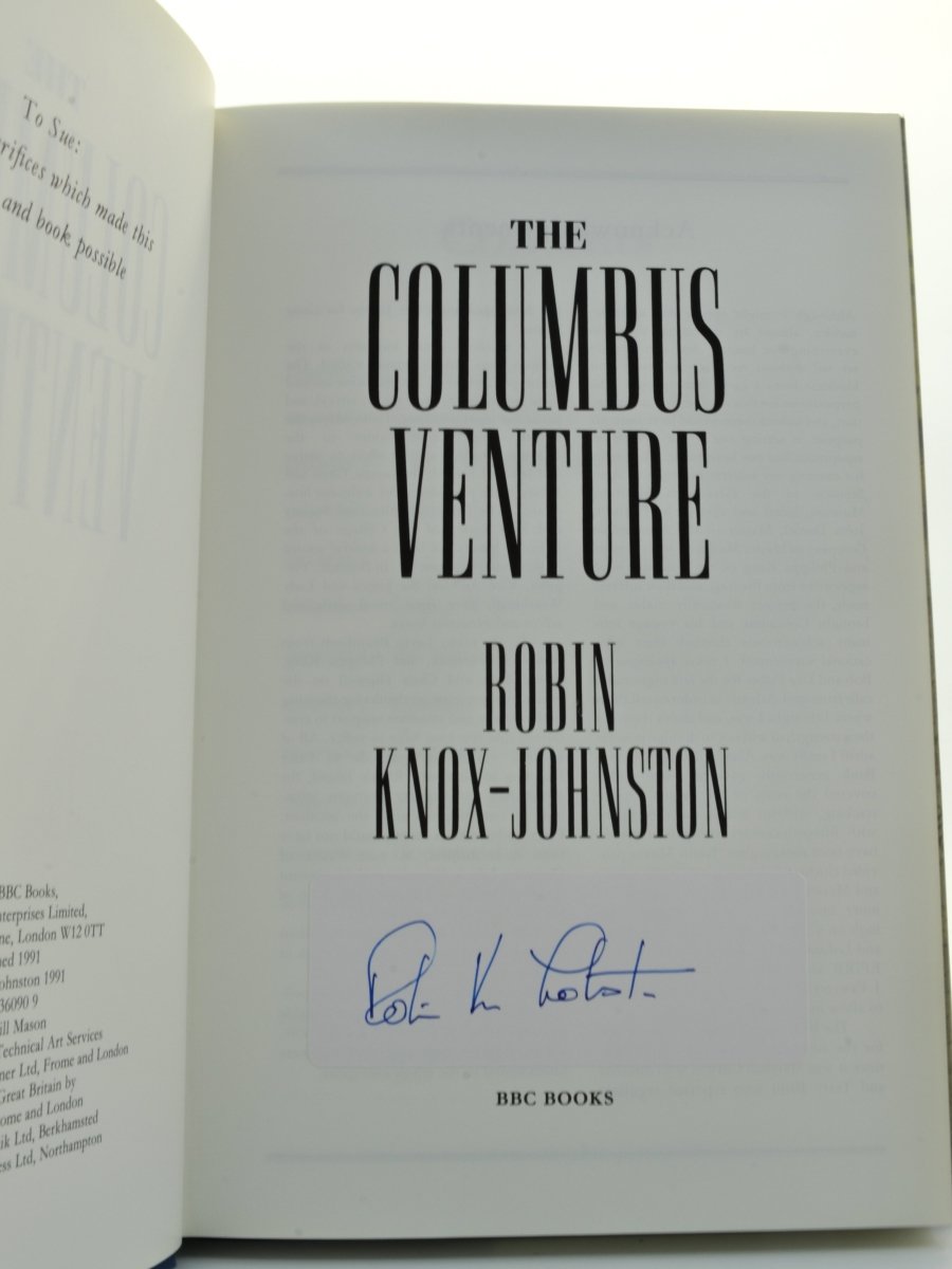 Knox-Johnston, Robin - The Columbus Venture - SIGNED | signature page