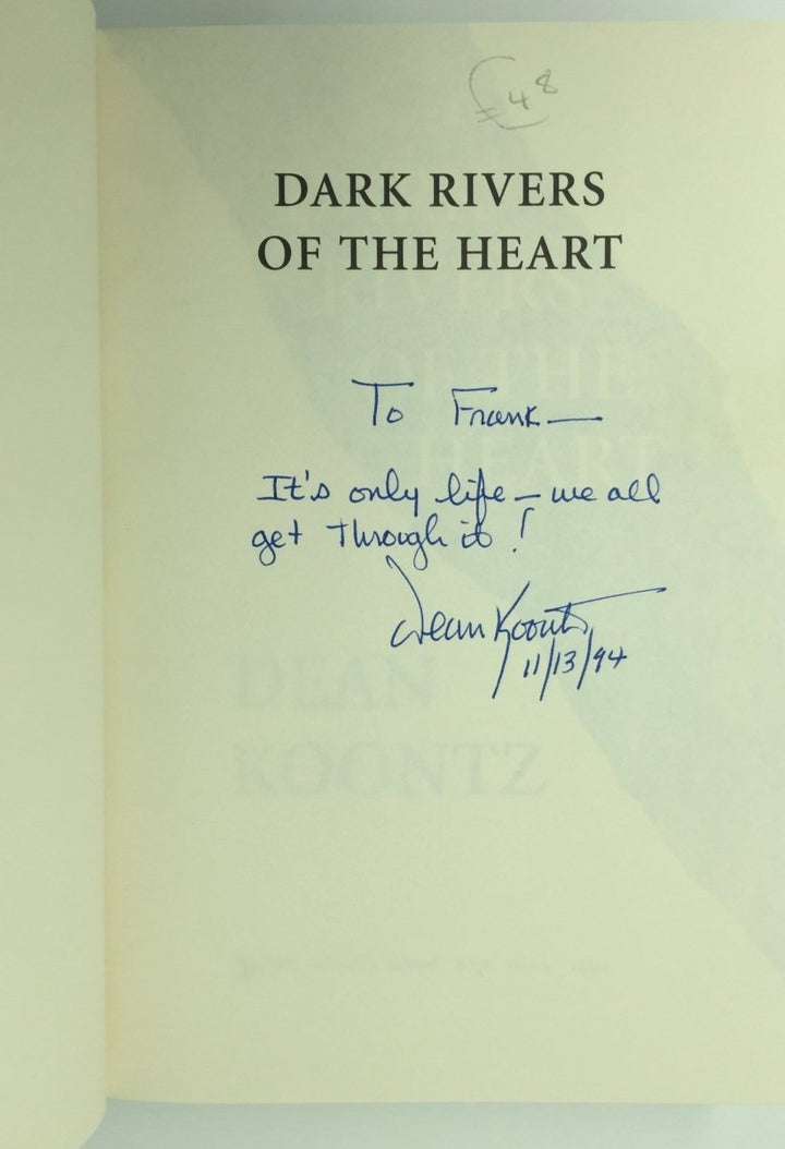 Koontz, Dean - Dark Rivers of the Heart - SIGNED | signature page