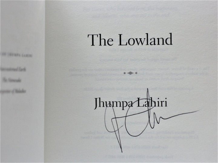 Lahiri, Jhumpa - The Lowland - SIGNED | back cover